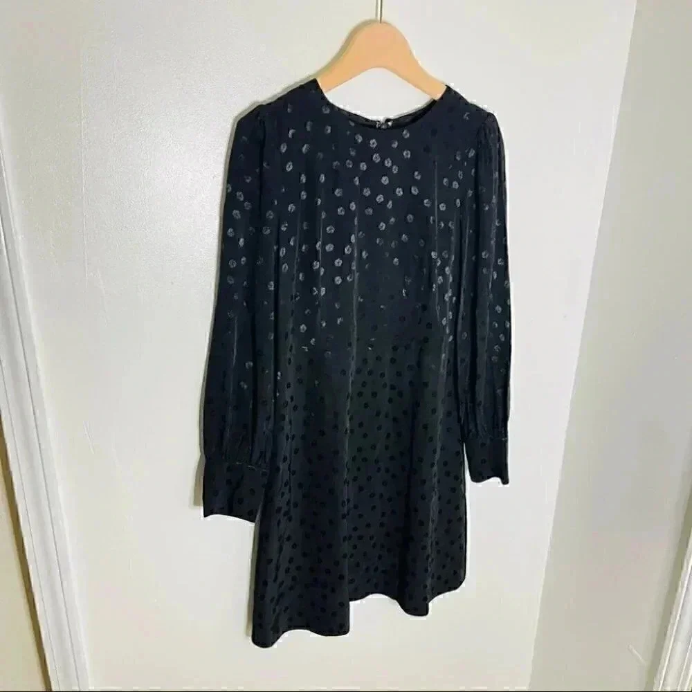 NWT J.Crew Shift Dress Jacquard Dot Black
